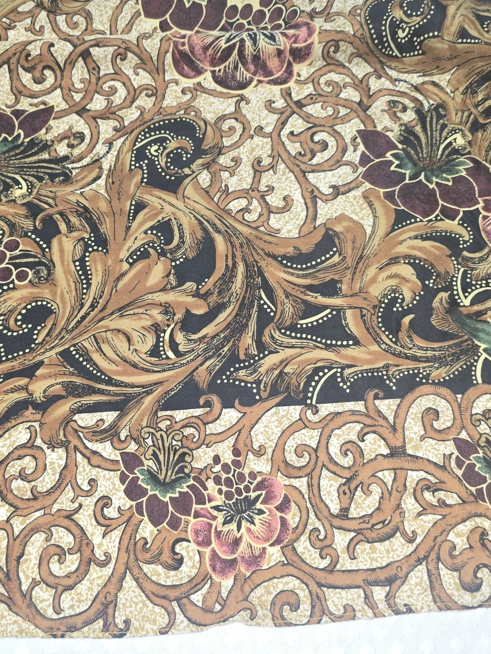 VINTAGE NEW YORK STUDIO 100% SILK SCARF OLD-WORLD TUSCAN JEWELTONES